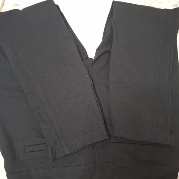 Dear Scarlett Pull On Black Stretch Trousers Lines Down Side With Ankle Slits - Picture 3 of 5